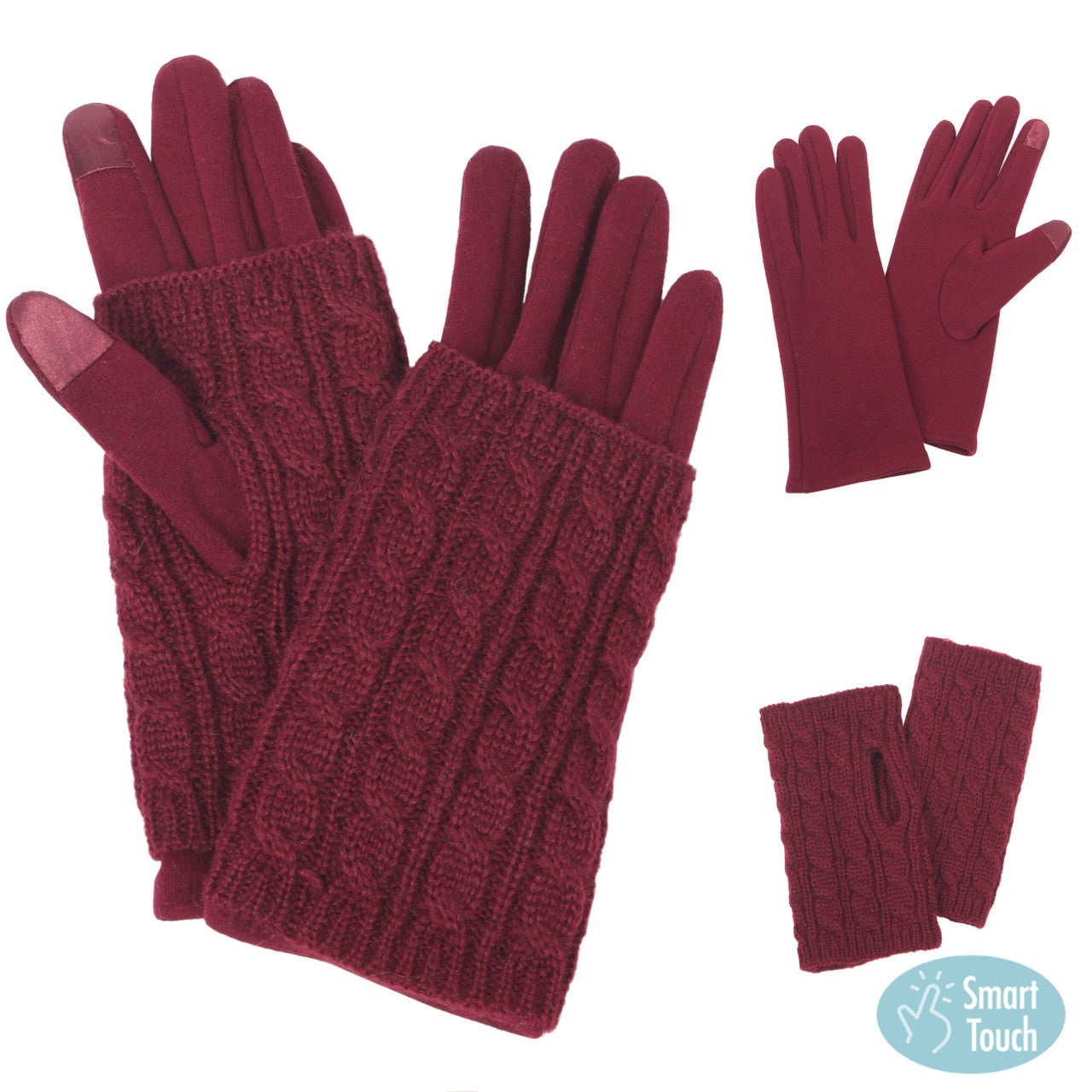 3-in-1 Cable Knit Gloves