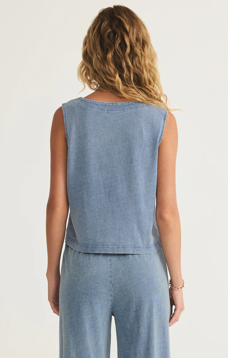 Solace V-Neck Jersey Denim Top