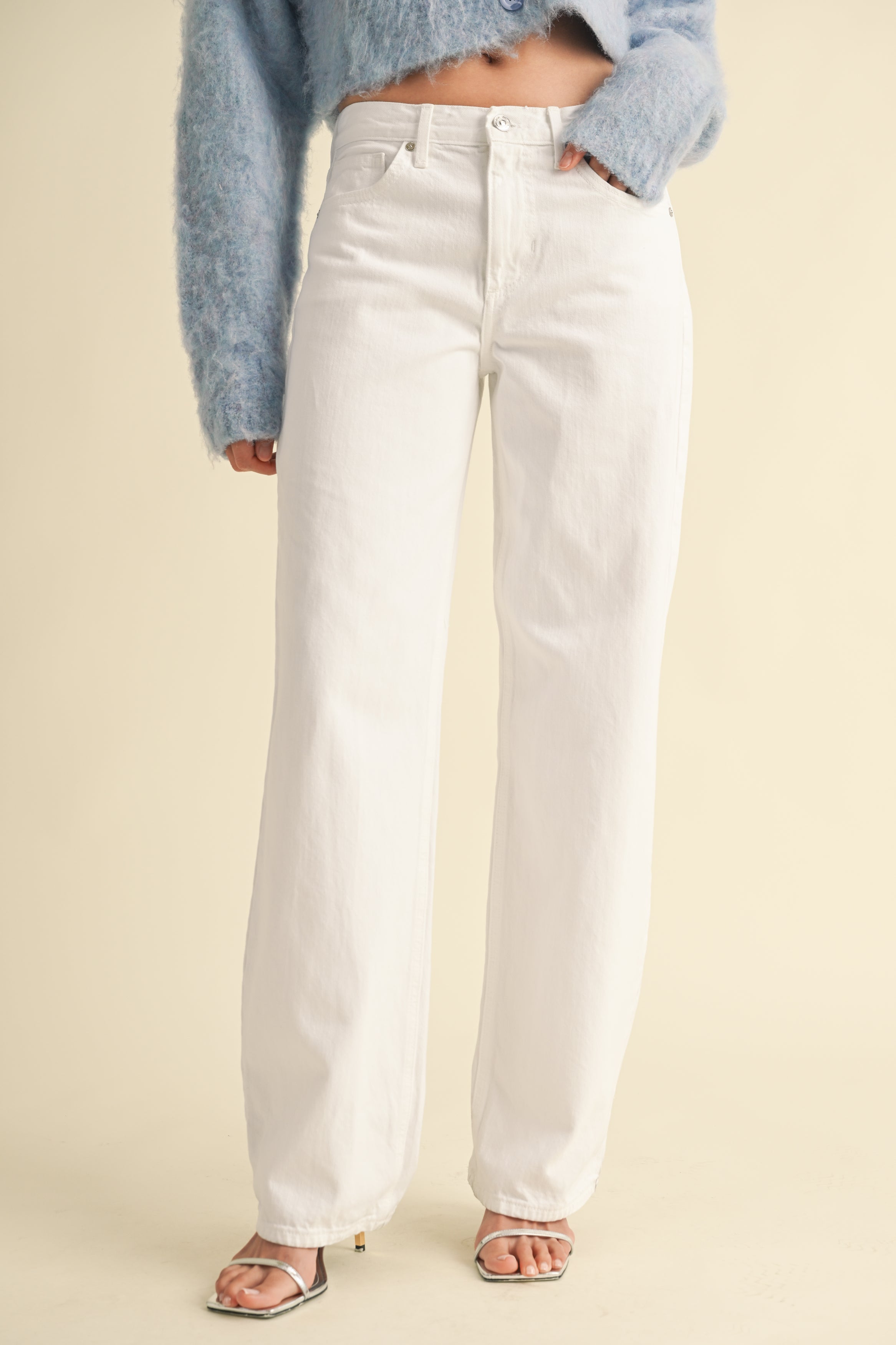 White Relaxed Straight Denim
