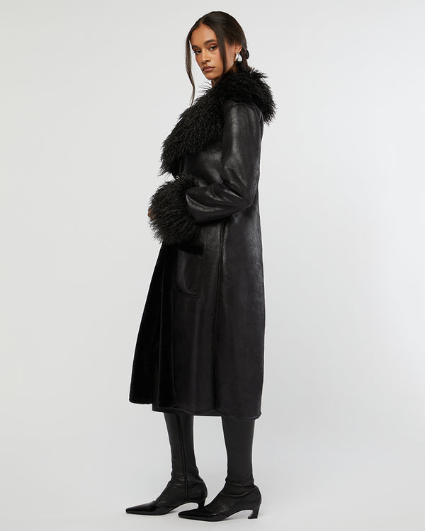 Suede Bonded Faux Fur Trench
