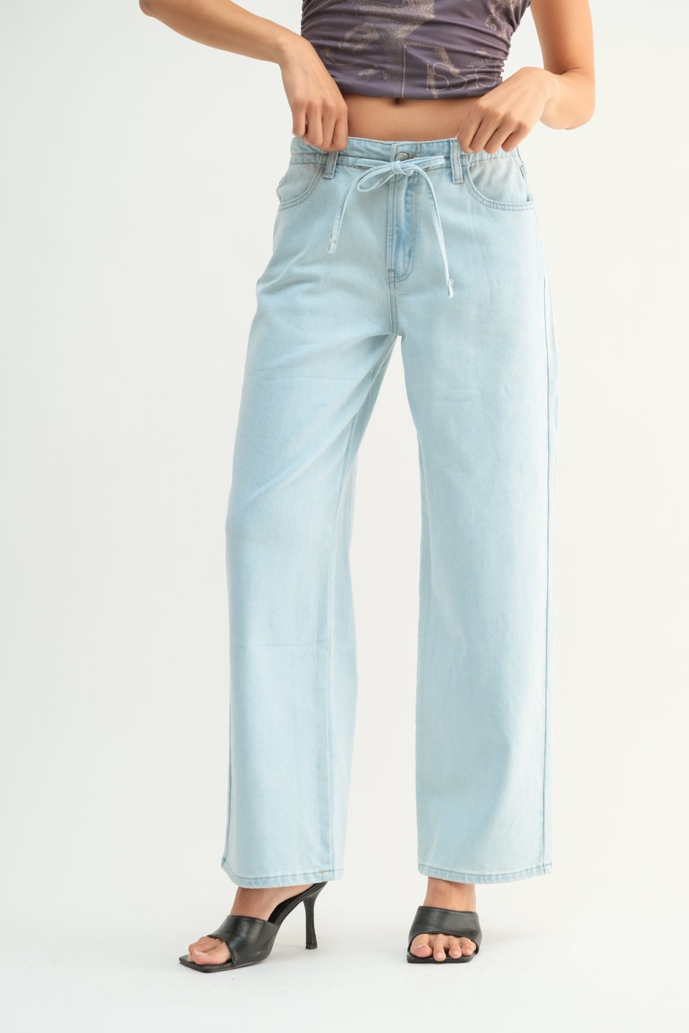 Kai Drawstring Wide Leg Denim