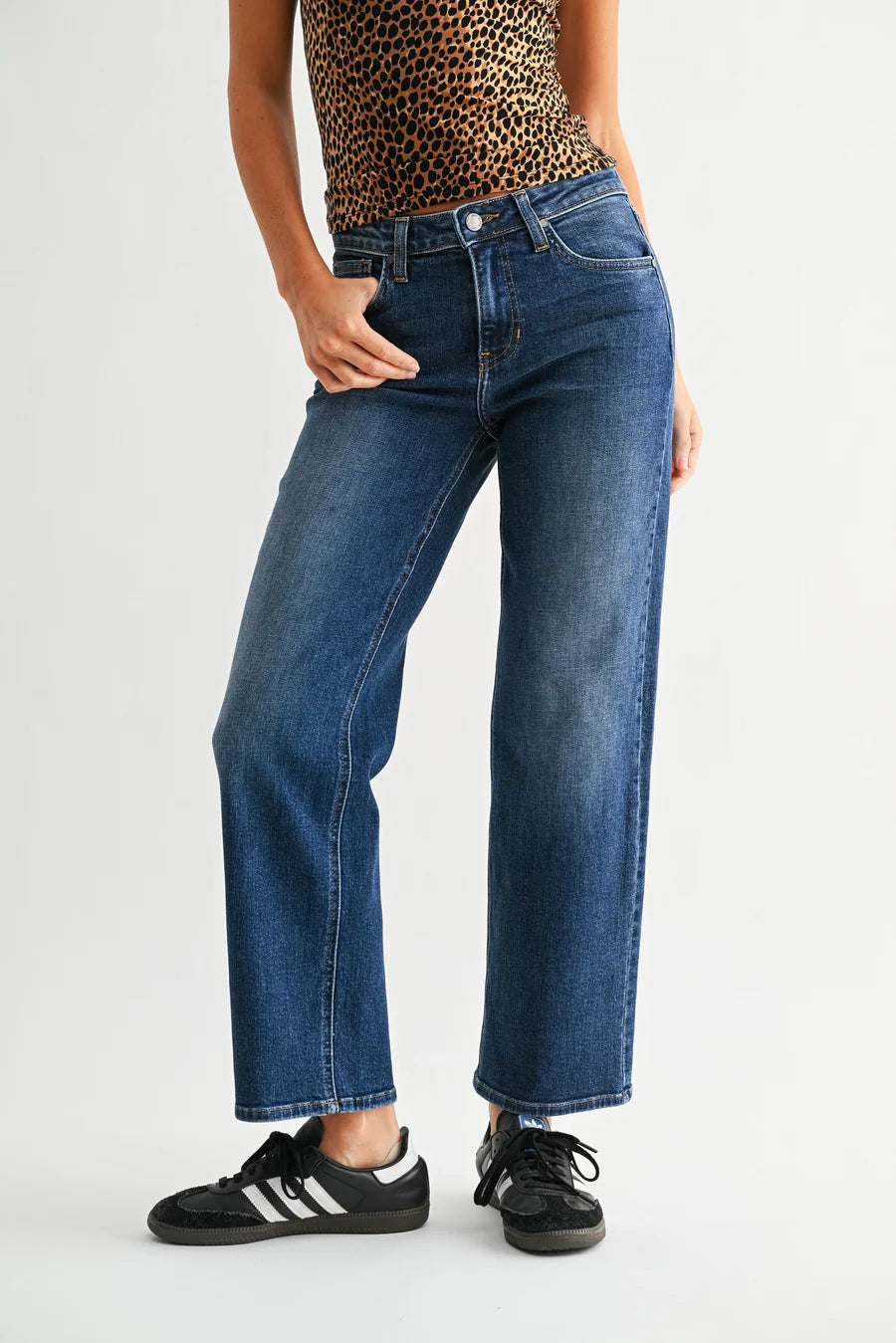 Midrise Slim Wide Leg Jeans