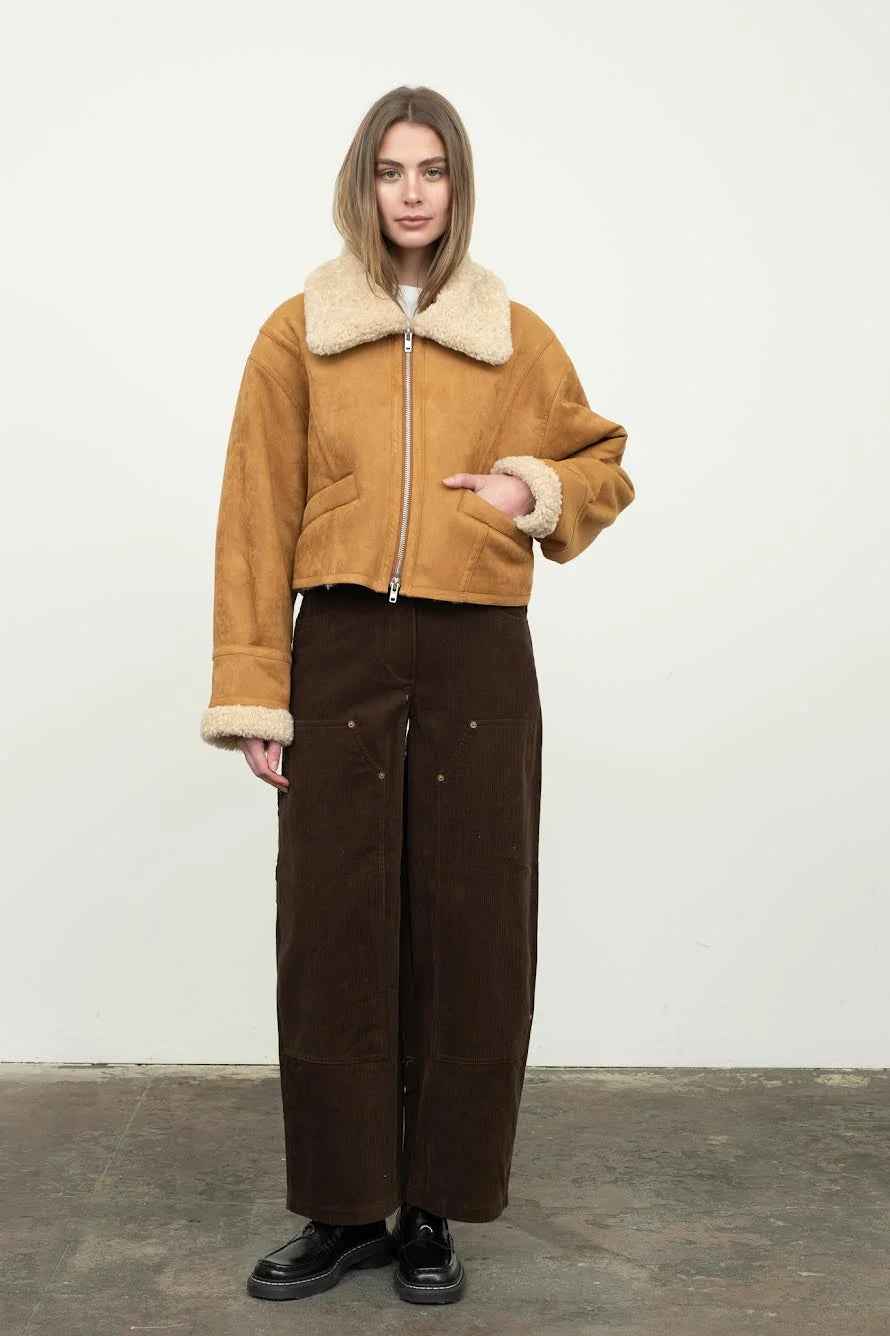 Faux Shearling Zip Up Jacket