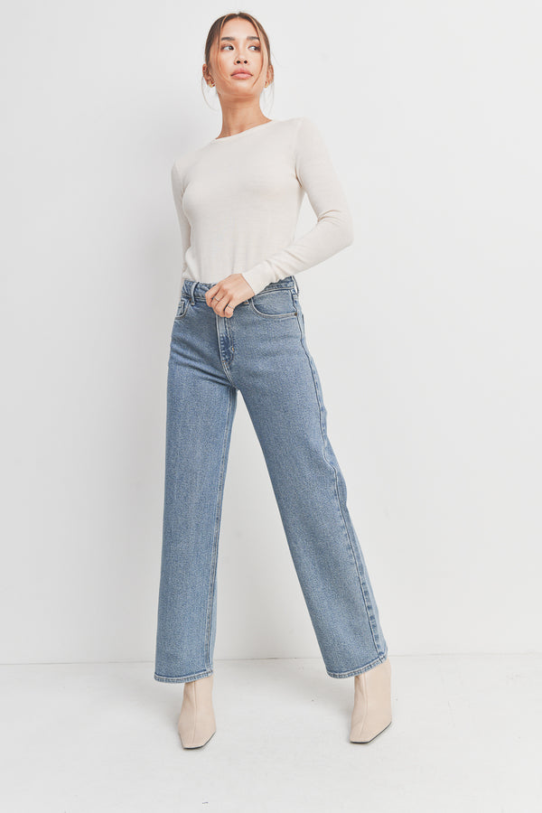 High Rise Full Length Straight Denim