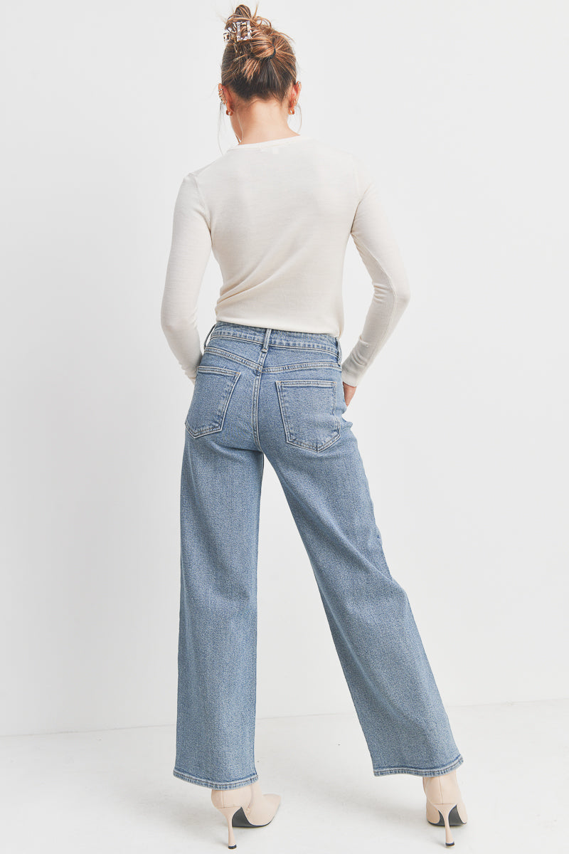 High Rise Full Length Straight Denim