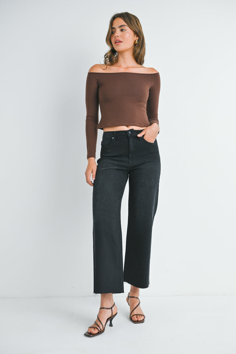 Raw Hem Wide Leg Jeans