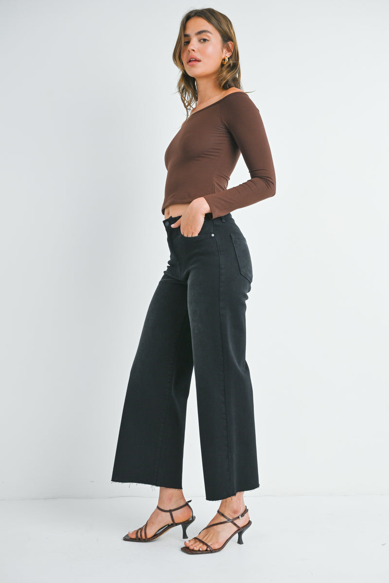 Raw Hem Wide Leg Jeans