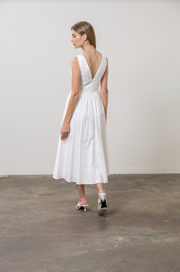 V-neck Corset Midi Dress