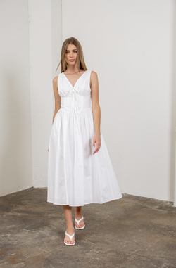 V-neck Corset Midi Dress
