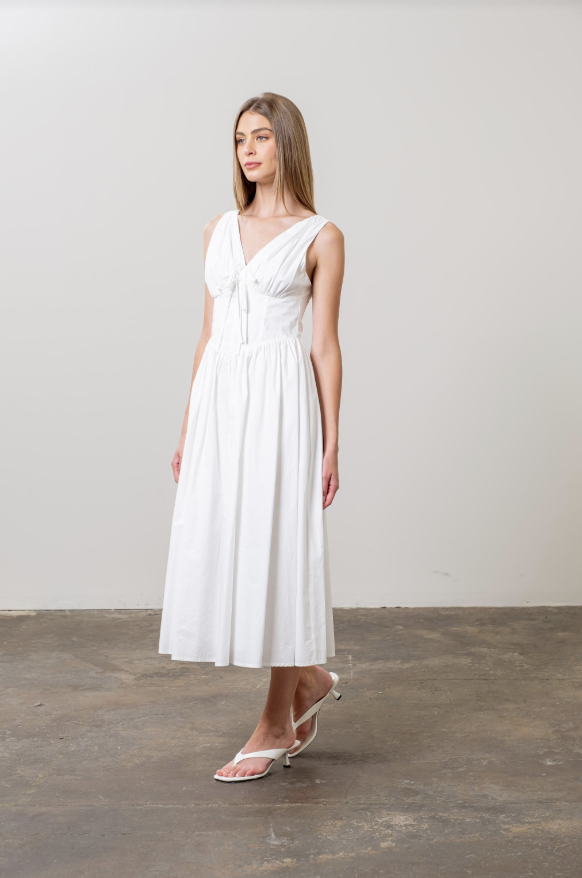 V-neck Corset Midi Dress